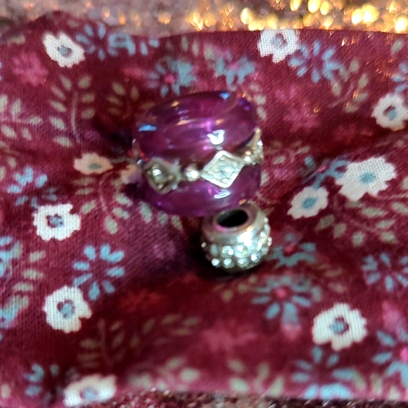 One Round Purple Resin Bead and One Small Round Silver Crystal Spacer! - Picture 2 of 10